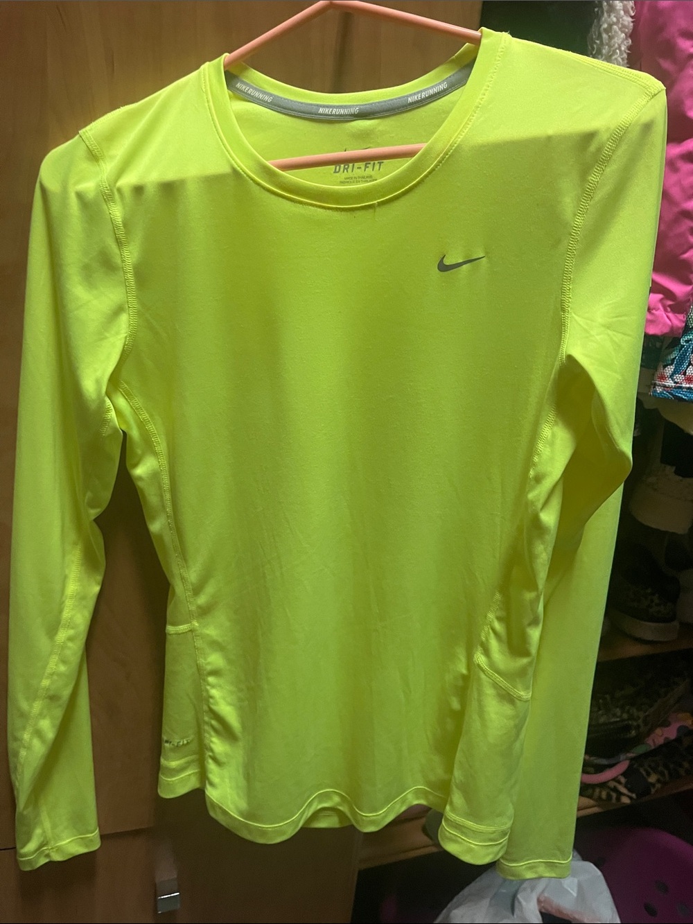 Nike Neon Yellow Dri-FIT Long Sleeve Performance Top